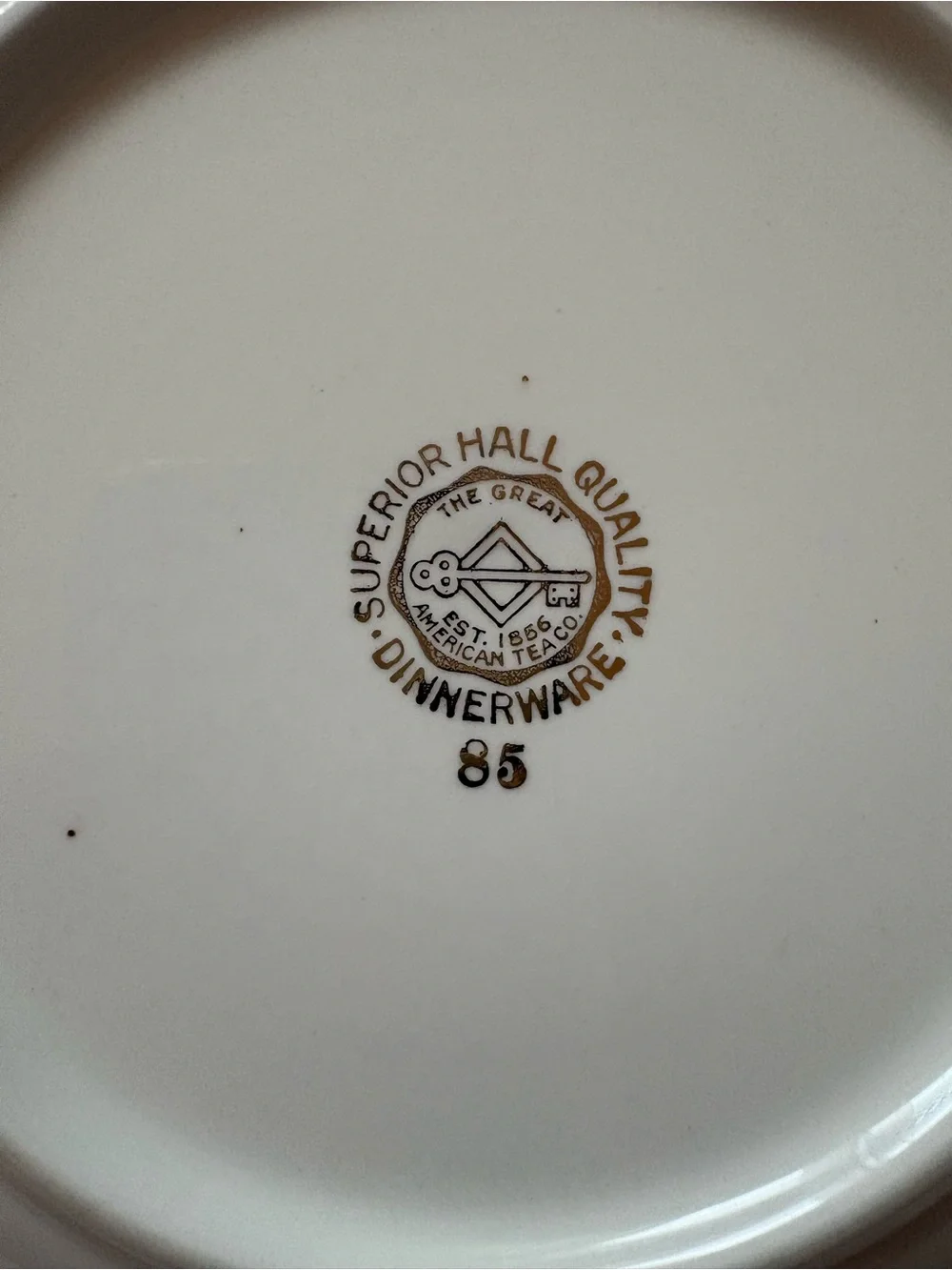 Vintage Hall Superior Great American Tea Co. floral trim plate